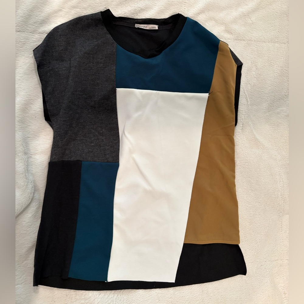 Zara Color Block Sleeveless Top, Size S, Like New